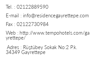 Tempo Residence Gayrettepe iletiim bilgileri